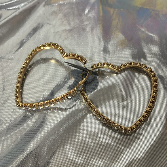 Bp. Heart rhinestone hoop earrings - Picture 2 of 5